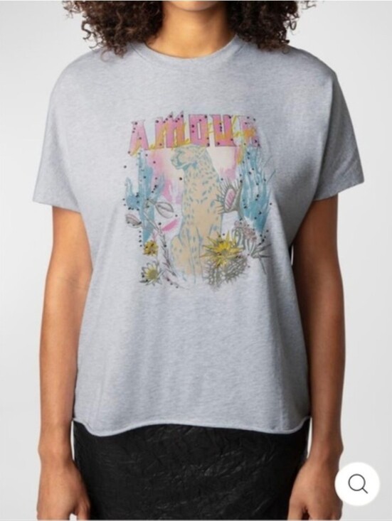 Zadig & Voltaire Tops - Zadig & Voltaire Tommer HC concert cheetah studded t-shirt M